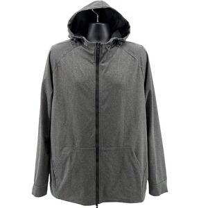 UNRL Hoodie Mens XL Gray Cross Up Full Zip Split Pocket Brushed Fleece Outdoors